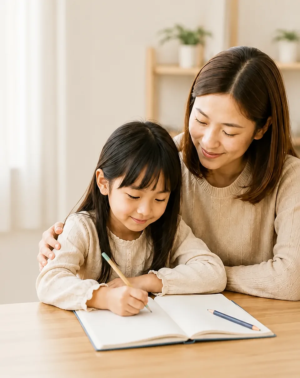 母親陪女兒書寫與整理想法